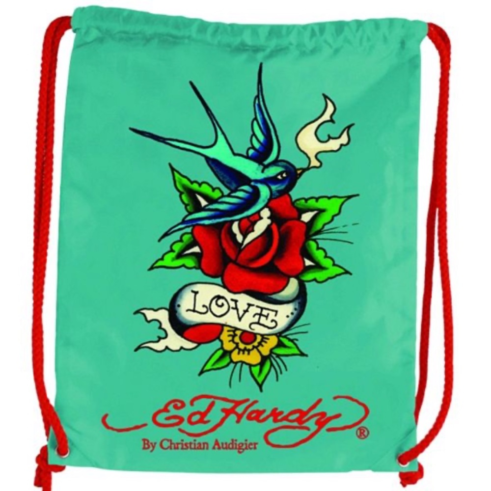 Ed Hardy Teal Drawstring Backpack - image 1
